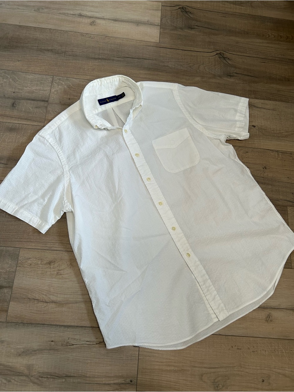 Ralph Lauren White Short-Sleeve Button-Down Shirt